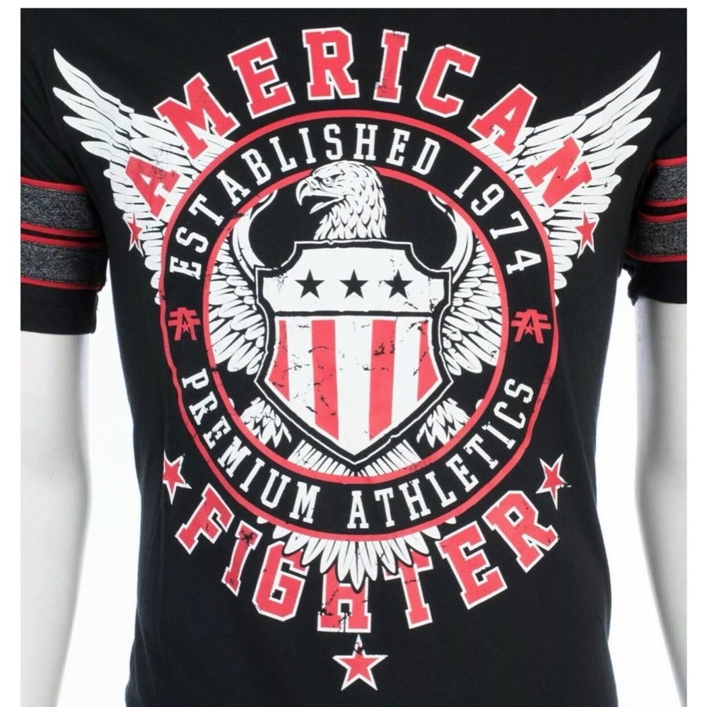 AMERICAN FIGHTER Excelsior Black Athletic Fit Mens Crewneck T-shirt L-3XL NWT - Picture 6 of 10